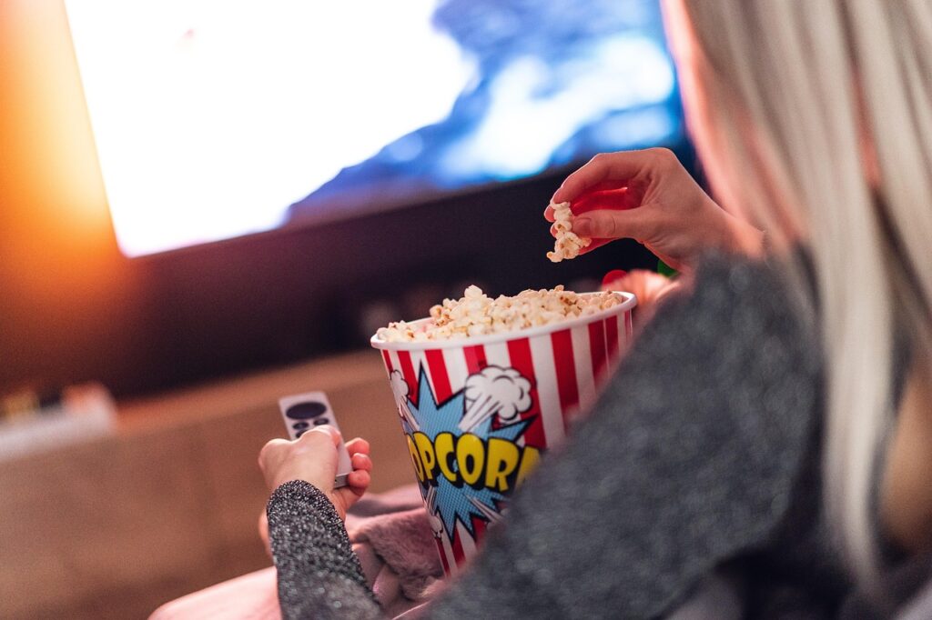 person watching movie on streaming