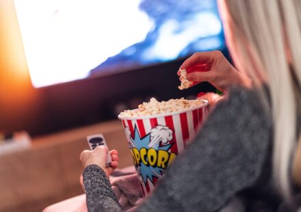 person watching movie on streaming