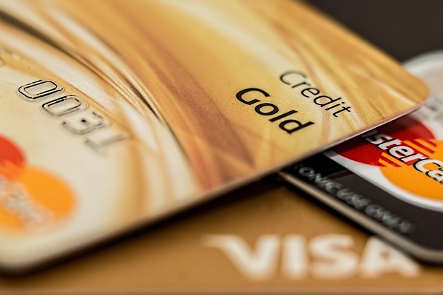 A close-up view of multiple credit cards