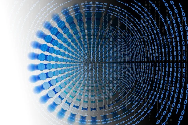 Abstract representation of data or digital information with binary code.