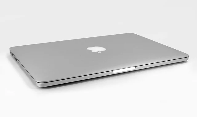 A closed MacBook Pro laptop on a white background.